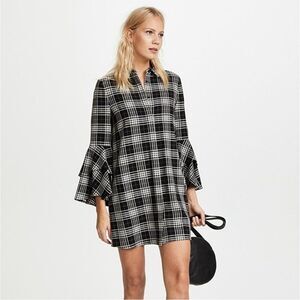 Alice + Olivia Women's Jem Ruffle-Sleeve Plaid Shirt Dress in Size Small